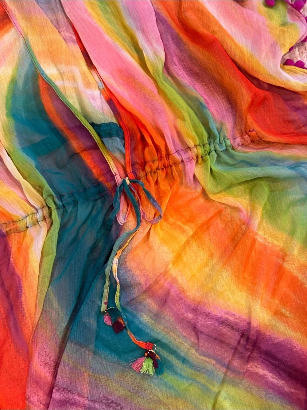 Bleu Rod Beattie Sz 2X Multicolor Rainbow Pom-Pom Swim Coverup - Picture 9 of 10